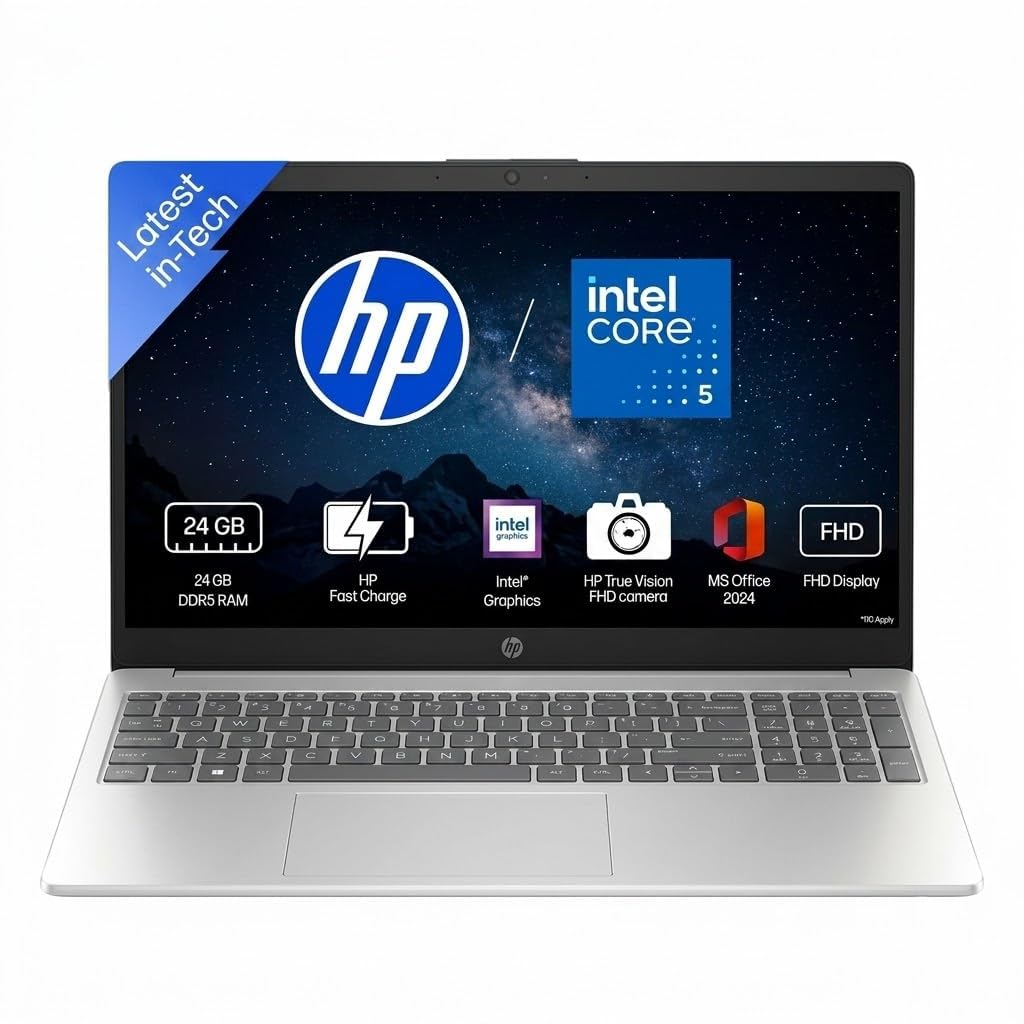 HP 15 Laptop, Intel (14th Gen) Core 5 120U (24GB DDR5, 512GB SSD),